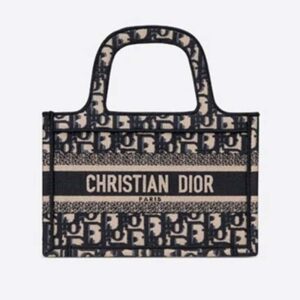 DIOR Mini Dior Book Tote Blue Dior Oblique Embroidery