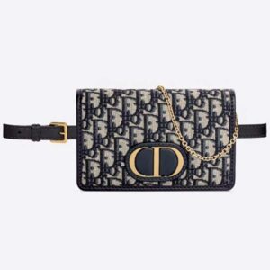 DIOR 30 Montaigne 2-in-1 Pouch Blue Dior Oblique Jacquard