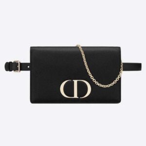 DIOR 30 Montaigne 2-in-1 Pouch Grained Calfskin Leather Black