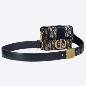 DIOR 30 Montaigne Box Bag Blue Dior Oblique Jacquard