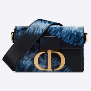 DIOR 30 Montaigne Box Bag Blue Multicolor Tie & Dior Smooth Calfskin