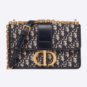 DIOR 30 Montaigne Chain Bag Blue Dior Oblique Jacquard