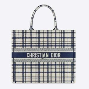 DIOR Book Tote Blue Check’n’Dior Embroidery