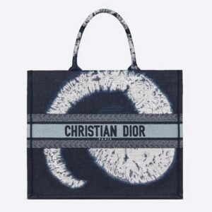 DIOR Book Tote Blue Multicolor Tie & Dior Embroidery