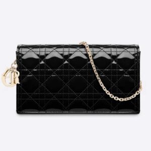DIOR Lady Dior Pouch Black Patent Cannage Calfskin ‘D.I.O.R.’