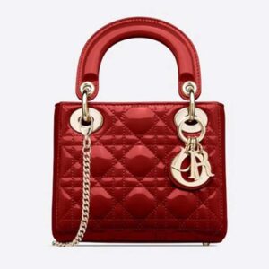 DIOR Mini Lady Dior Bag Cherry Red Patent Cannage Calfskin