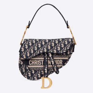 DIOR Saddle Bag Blue Dior Oblique Embroidery ‘CD’ Structure