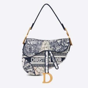 DIOR Saddle Bag Blue Multicolor Dior Around the World Embroidery
