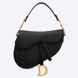 DIOR Saddle Bag in Black Embossed Grained Calfskin