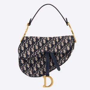 DIOR Saddle Bag in Blue Dior Oblique Jacquard Canvas