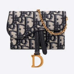 DIOR Saddle Nano Pouch Blue Dior Oblique Jacquard
