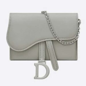 DIOR Saddle Nano Pouch Gray Stone Ultramatte Calfskin-Green