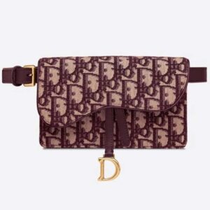 DIOR Saddle Pouch Red Dior Oblique Jacquard