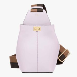 Fendi Unisex Guitar One-Shoulder Bag Lilac Leather Mini-Bag Pequin Motif Pink