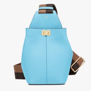 Fendi Unisex Guitar One-Shoulder Bag Lilac Leather Mini-Bag Pequin Motif Aqua