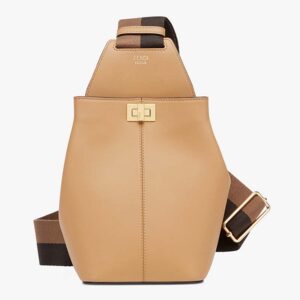 Fendi Unisex Guitar One-Shoulder Bag Lilac Leather Mini-Bag Pequin Motif Sandy