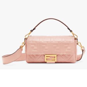 Fendi Women Medium Iconic Baguette Lambskin All-Over FF Motif Pink