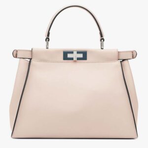 Fendi Women Peekaboo Iconic Medium Pink Calfskin Leather Bag