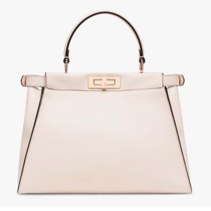 Fendi Women Peekaboo Iconic Medium Pink Leather Twist Lock Bag