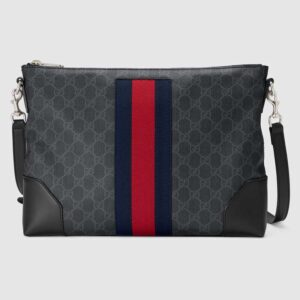 Gucci GG Men GG Black Messenger in Black/Grey GG Supreme Canvas