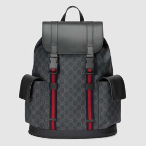 Gucci GG Unisex GG Black Backpack in Black/Grey Soft GG Supreme Canvas