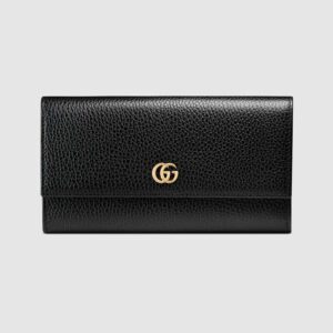 Gucci GG Unisex GG Marmont Leather Continental Wallet in Leather Black