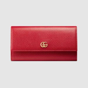 Gucci GG Unisex GG Marmont Leather Continental Wallet in Leather Red