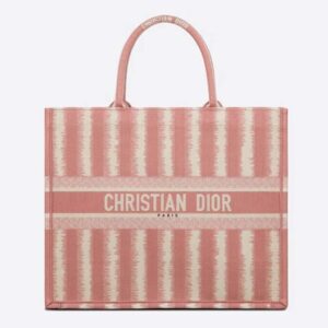 DIOR Book Tote Pink D-Stripes Embroidery