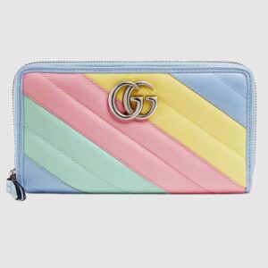 Gucci GG Women GG Marmont Zip Around Wallet Matelassé Leather