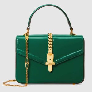 Gucci GG Women Sylvie 1969 Patent Leather Mini Top Handle Bag