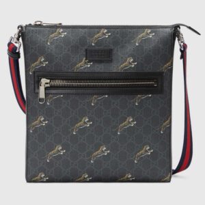 Gucci Unisex Gucci Bestiary Messenger with Tigers GG Supreme Canvas