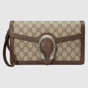 Gucci Women Dionysus GG Supreme Clutch Beige/Ebony GG Supreme Canvas