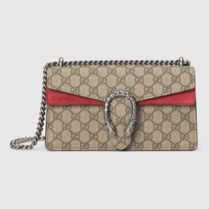 Gucci Women Dionysus Small Shoulder Bag GG Supreme Canvas Suede Tiger Head