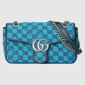 Gucci Women GG Marmont Multicolor Small Shoulder Bag Double G Blue