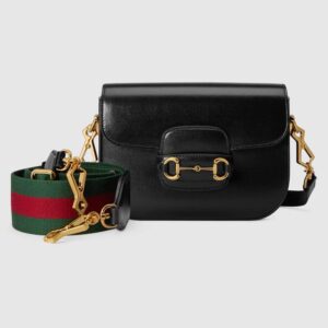 Gucci Women Gucci Horsebit 1955 Mini Bag Leather Green Red Web Black