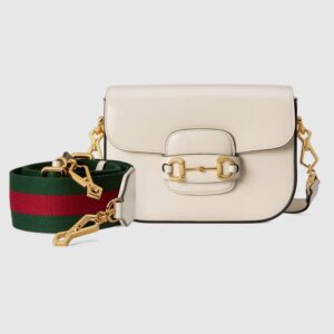 Gucci Women Gucci Horsebit 1955 Mini Bag Leather Green Red Web White