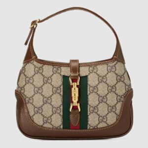 Gucci Women Jackie 1961 Mini Hobo Bag Beige/Ebony GG Supreme Canvas