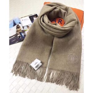Hermes Women Casaque II Stole Double-Faced Cashmere Scarf Brown