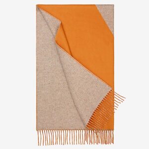 Hermes Women Casaque II Stole Double-Faced Cashmere Scarf Orange
