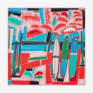 Hermes Women Sea Surf and Fun Scarf 90-Red