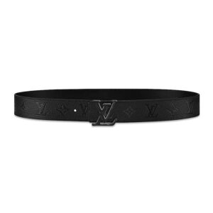 Louis Vuitton LV Unisex Ceinture LV Shape 40mm Belt in Lanière En Cuir Taurillon Embossé Black