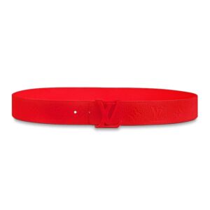 Louis Vuitton LV Unisex Ceinture LV Shape 40mm Belt in Lanière En Cuir Taurillon Embossé Red