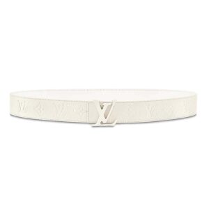 Louis Vuitton LV Unisex Ceinture LV Shape 40mm Belt in Lanière En Cuir Taurillon Embossé White