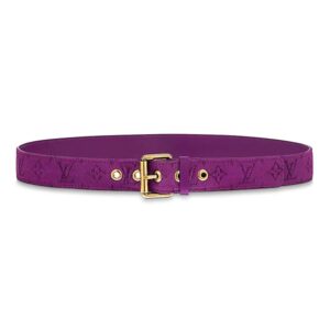 Louis Vuitton LV Unisex Signature 35mm Belt in Monogram-Printed Washed Denim Purple