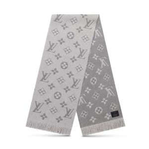 Louis Vuitton LV Women Logomania Scarf in Iconic Monogram Silk Wool Silver