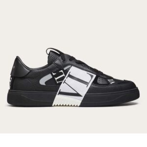 Valentino Unisex Calfskin VL7N Sneaker Bands Rubber-Effect VLTN Logo-Black