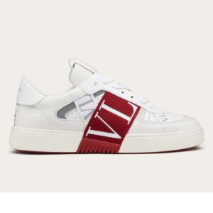 Valentino Unisex Calfskin VL7N Sneaker Bands Rubber-Effect VLTN Logo-Red