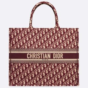 DIOR Book Tote Burgundy Dior Oblique Embroidery