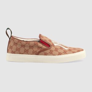Gucci Men’s Slip-On Sneaker with NY Yankees Patch Orange