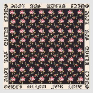 Gucci Women Gothic Blind For Love Print Silk Scarf Black